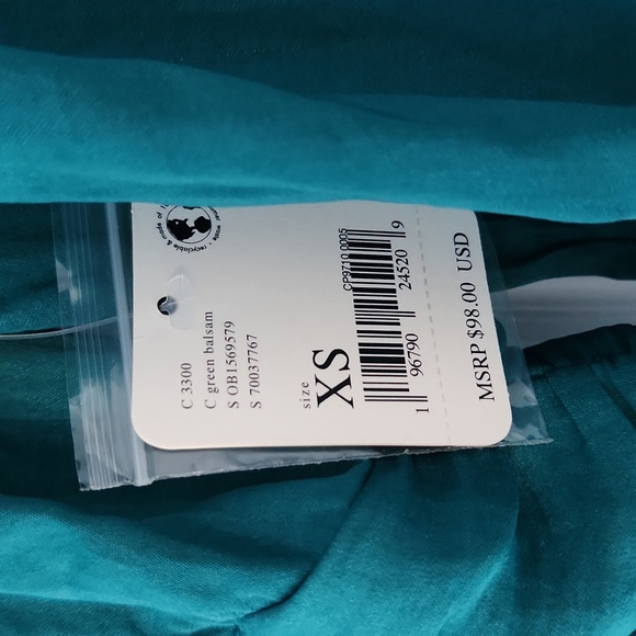 Free People, Meet Me There Ruched Button-Down Blouse, Green Balsam, Size XS, NWT - Picture 10 of 12